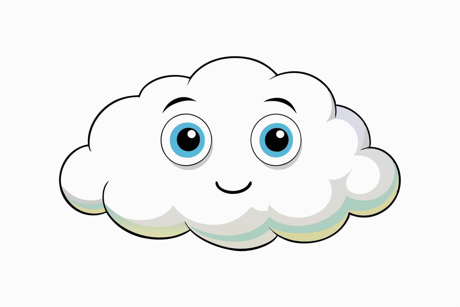 Cloud with White Background Illustration, Cartoon, Clipart, and Line Art Design, Cloud illustration, cartoon, clipart, and line art with a white background vector