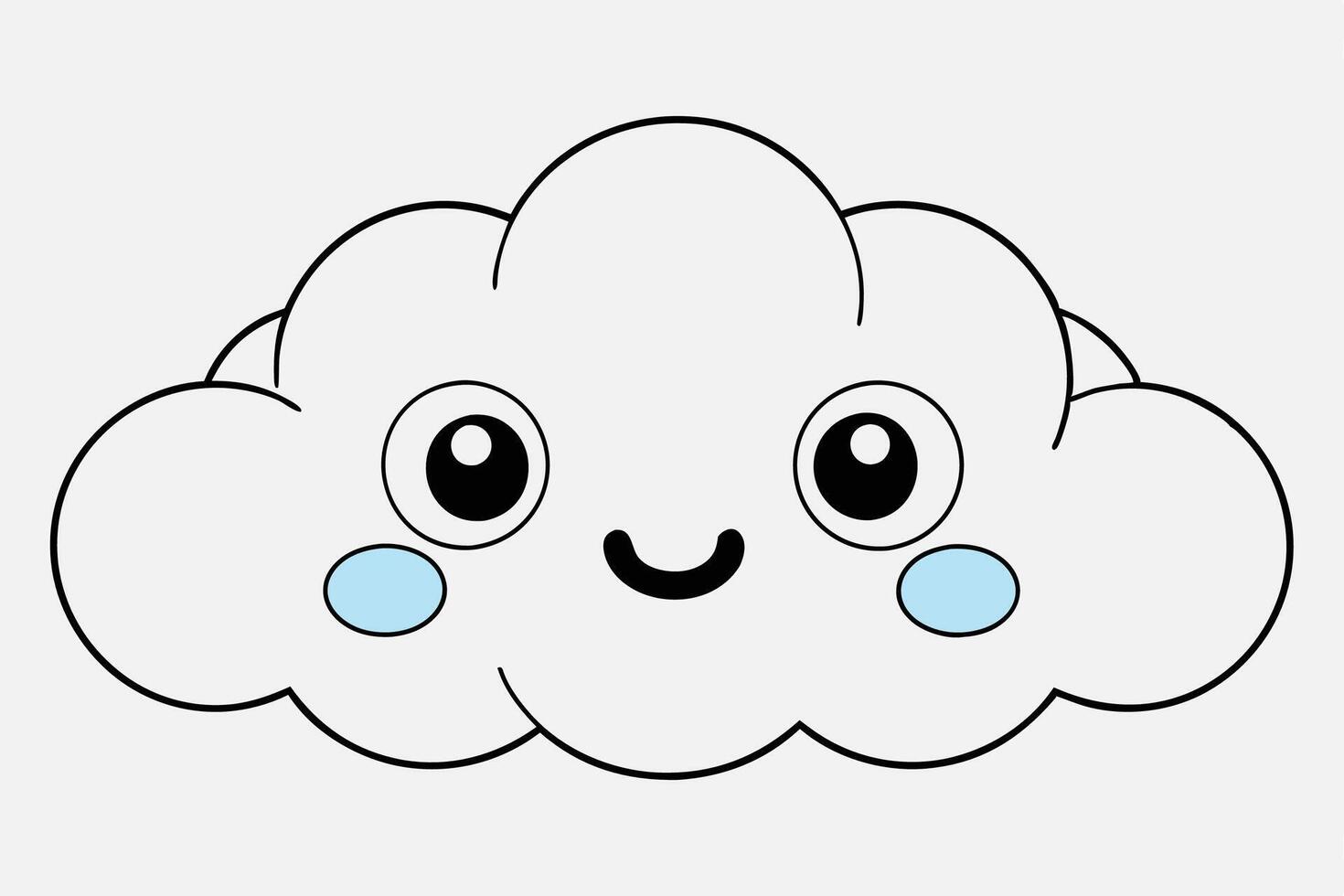 Cloud with White Background Illustration, Cartoon, Clipart, and Line Art Design, Cloud illustration, cartoon, clipart, and line art with a white background vector