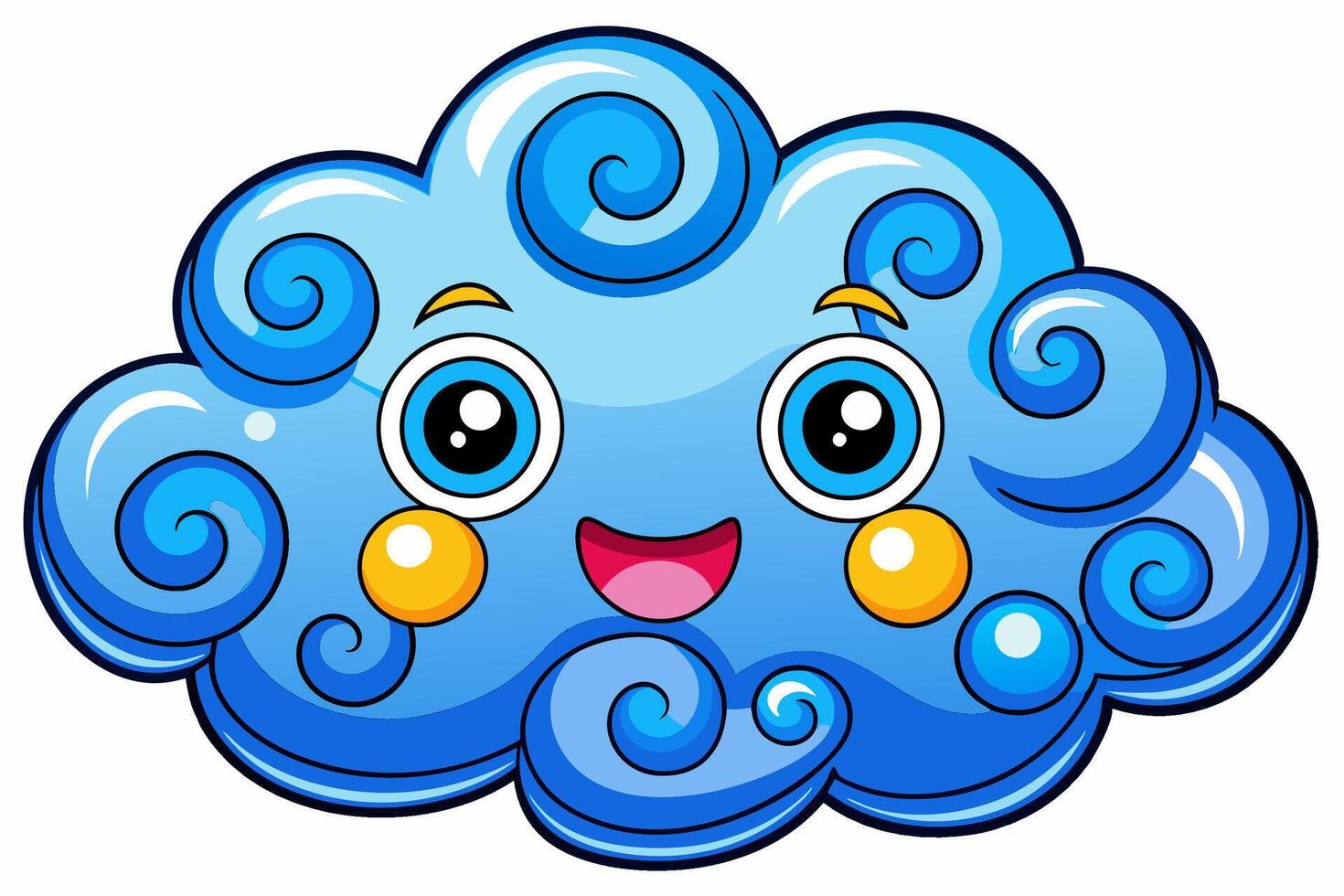 Cloud with White Background Illustration, Cartoon, Clipart, and Line Art Design, Cloud illustration, cartoon, clipart, and line art with a white background vector