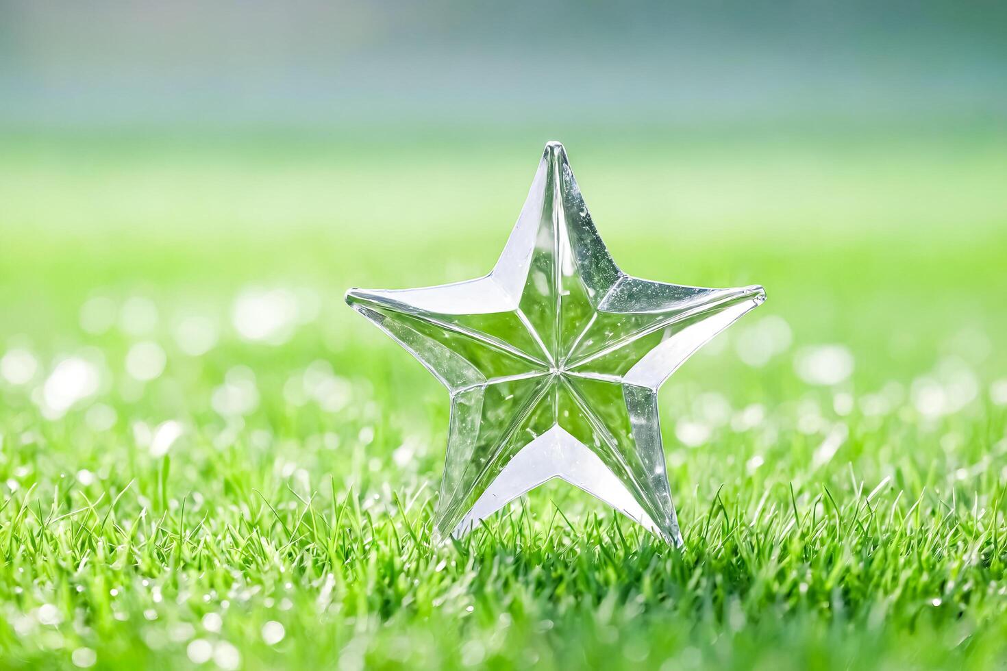 Glass Star in Green Grass photo