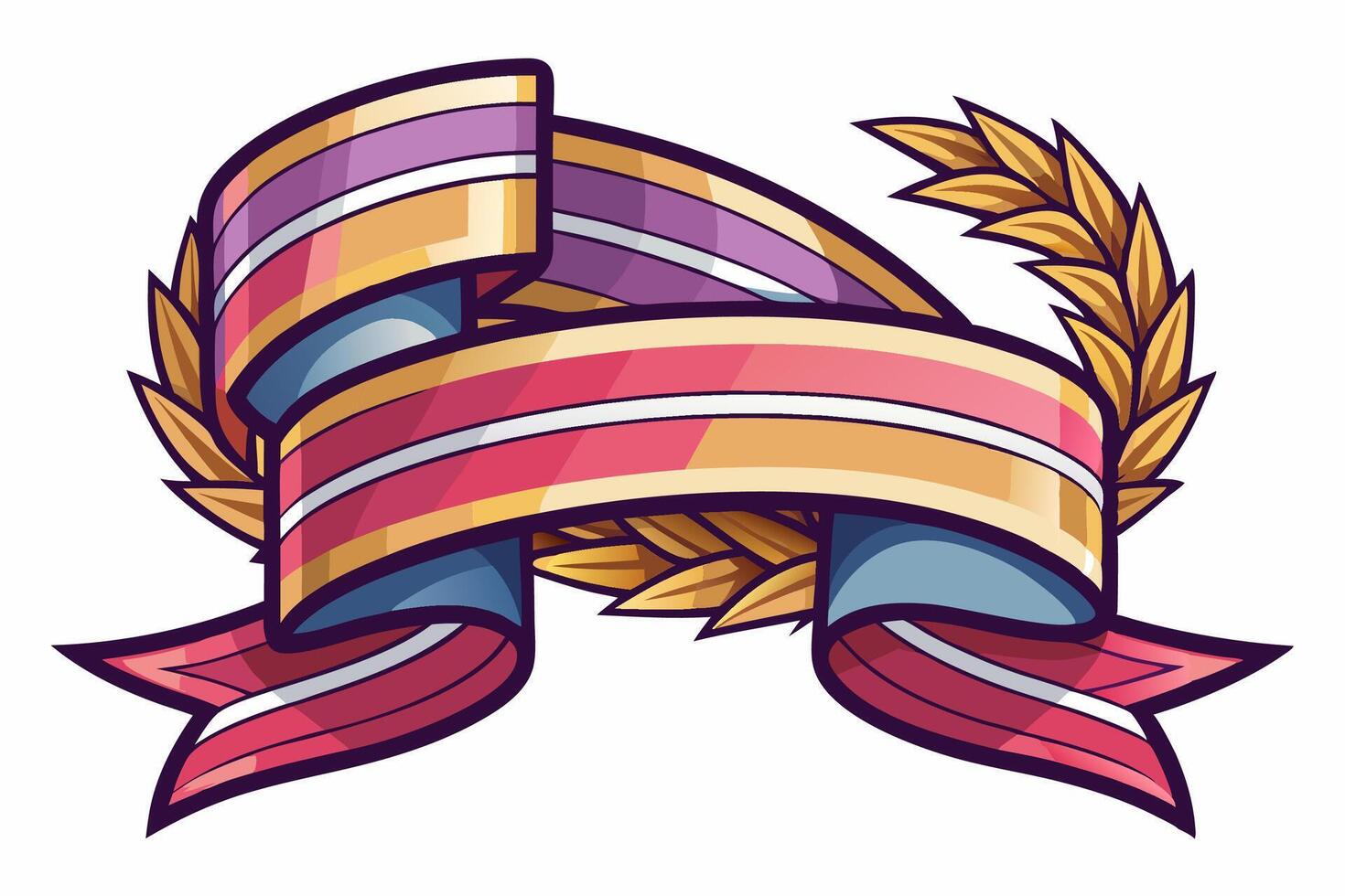 Elegant Ribbon with White Background Illustration, Cartoons, Clipart, and Line Art Design, Elegant ribbon design in various styles on a white background, perfect for any digital project. vector
