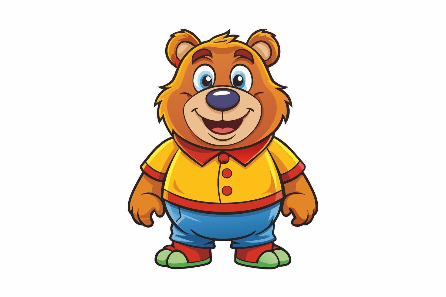 Funny Bear Illustration with White Background Cartoons, Clipart And Line Art Design, Funny Bear illustration with white background, perfect for cartoons, clipart, and line art. vector