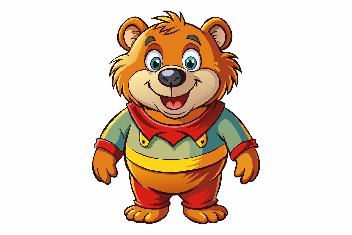 Funny Bear Illustration with White Background Cartoons, Clipart And Line Art Design, Funny Bear illustration with white background, perfect for cartoons, clipart, and line art. vector