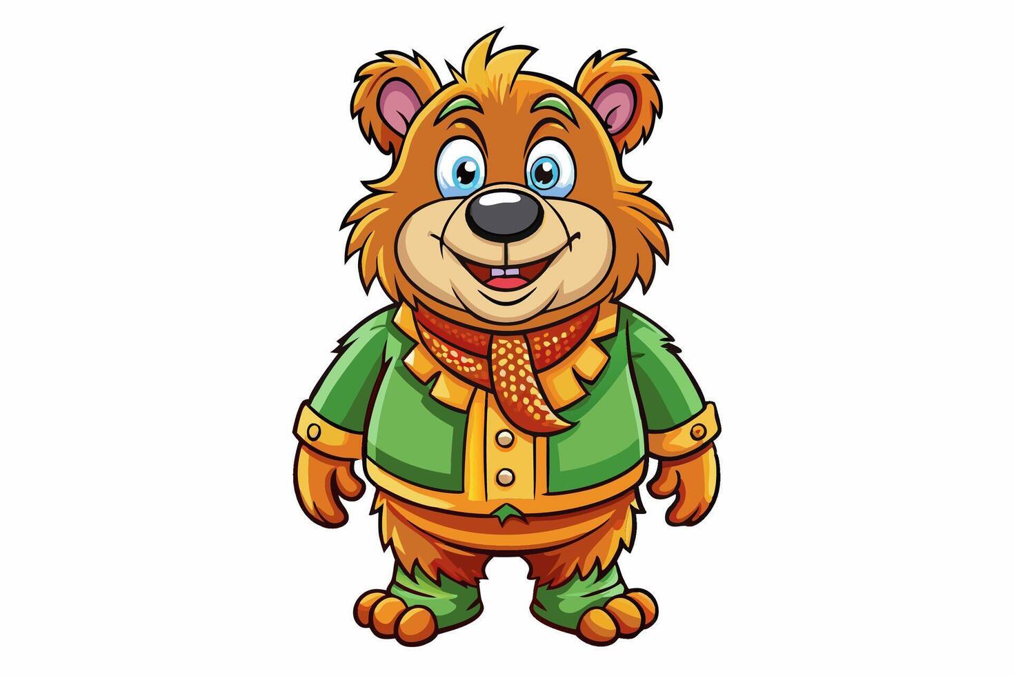 Funny Bear Illustration with White Background Cartoons, Clipart And Line Art Design, Funny Bear illustration with white background, perfect for cartoons, clipart, and line art. vector
