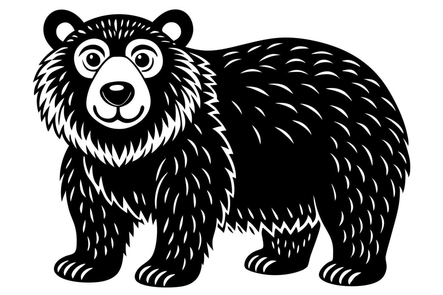 Funny Bear Illustration with White Background Cartoons, Clipart And Line Art Design, Funny Bear illustration with white background, perfect for cartoons, clipart, and line art. vector