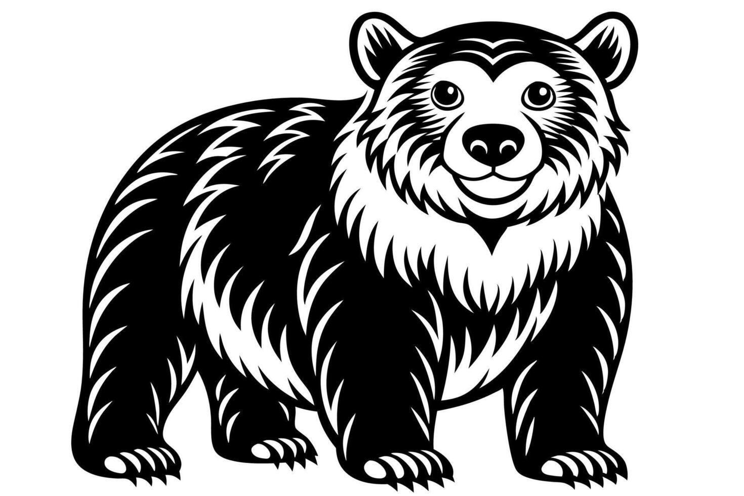 Funny Bear Illustration with White Background Cartoons, Clipart And Line Art Design, Funny Bear illustration with white background, perfect for cartoons, clipart, and line art. vector