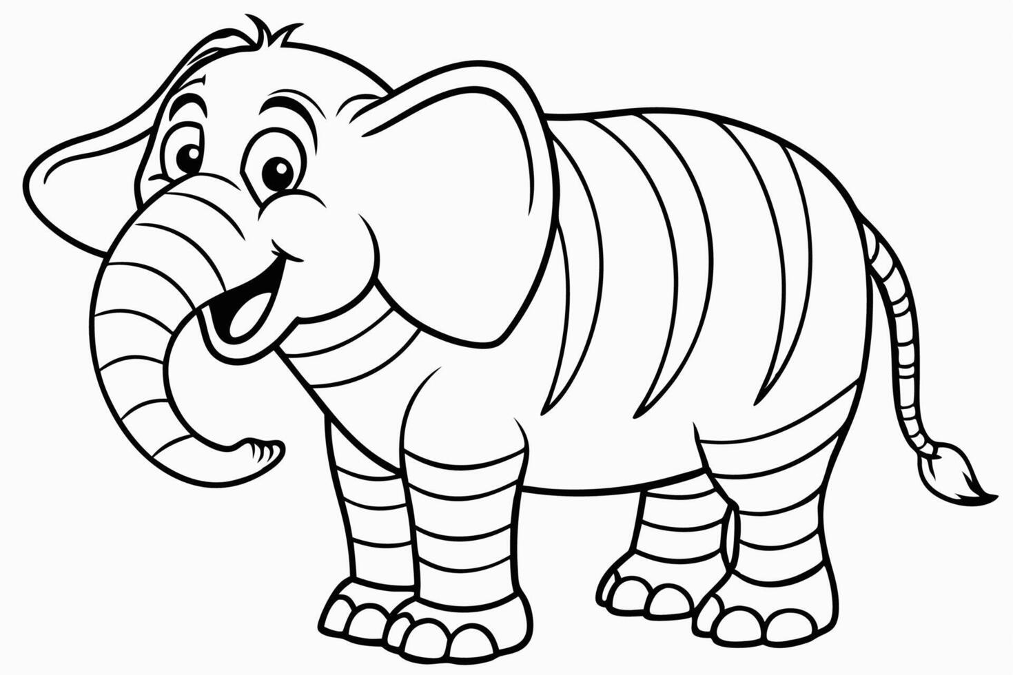 Funny Elephant Illustration with White Background Cartoons, Clipart, Line Art Design, Funny elephant illustration with white background in cartoon, clipart, and line art styles. vector