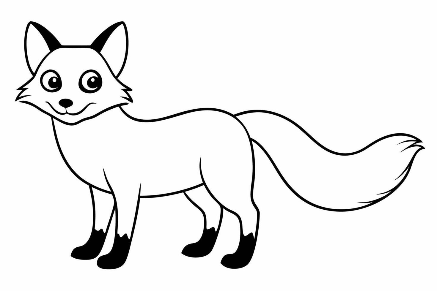 Funny Fox Illustration Cartoon, Clipart, And Line Art Design, Playful Fox illustration with white background, perfect for cartoons, clipart, and line art designs. vector