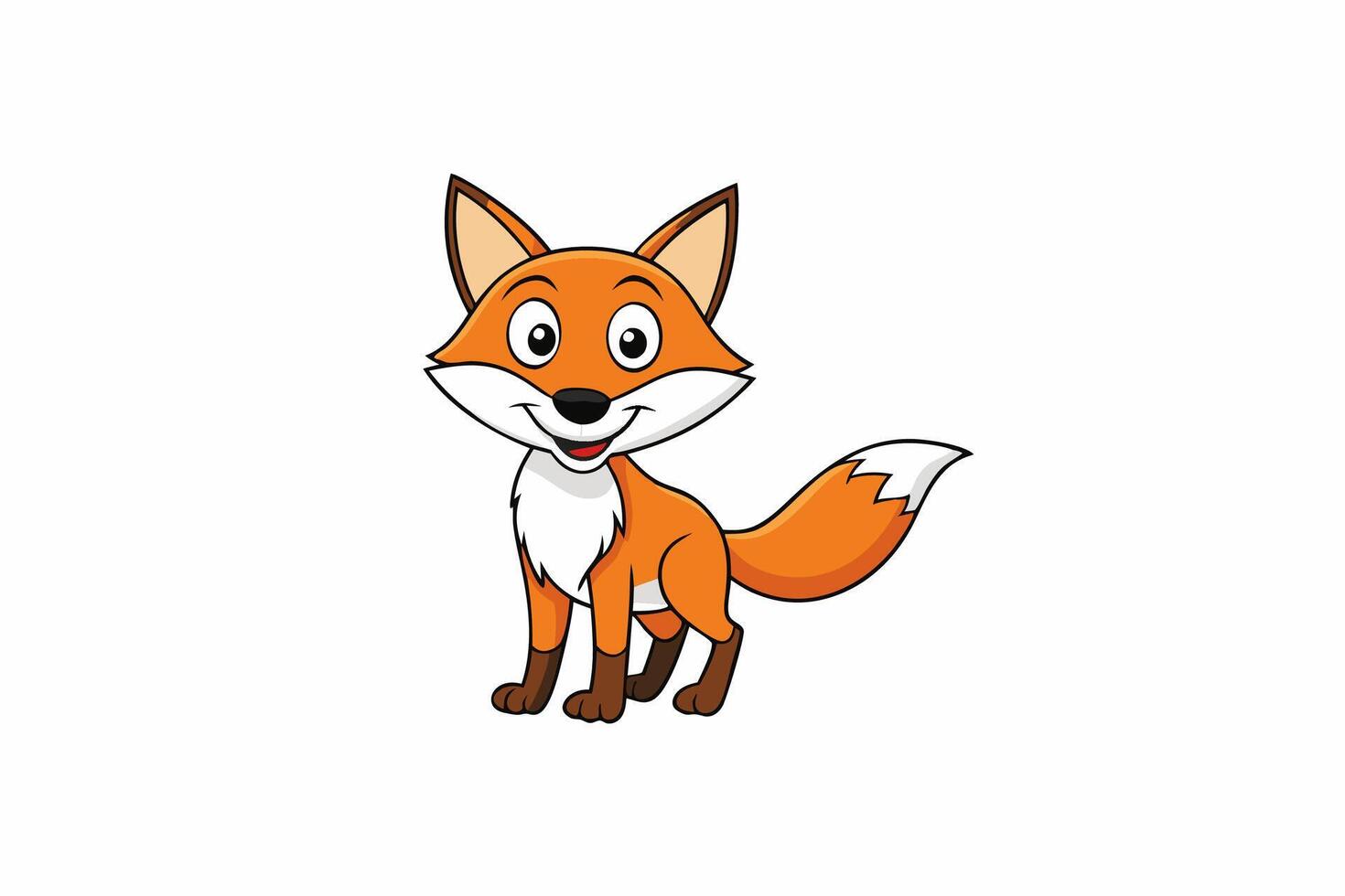 Funny Fox Illustration Cartoon, Clipart, And Line Art Design, Playful Fox illustration with white background, perfect for cartoons, clipart, and line art designs. vector