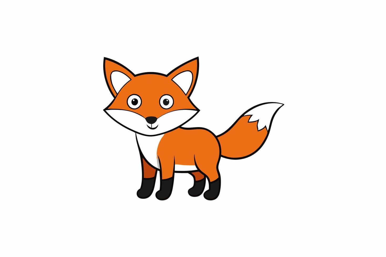 Funny Fox Illustration Cartoon, Clipart, And Line Art Design, Playful Fox illustration with white background, perfect for cartoons, clipart, and line art designs. vector