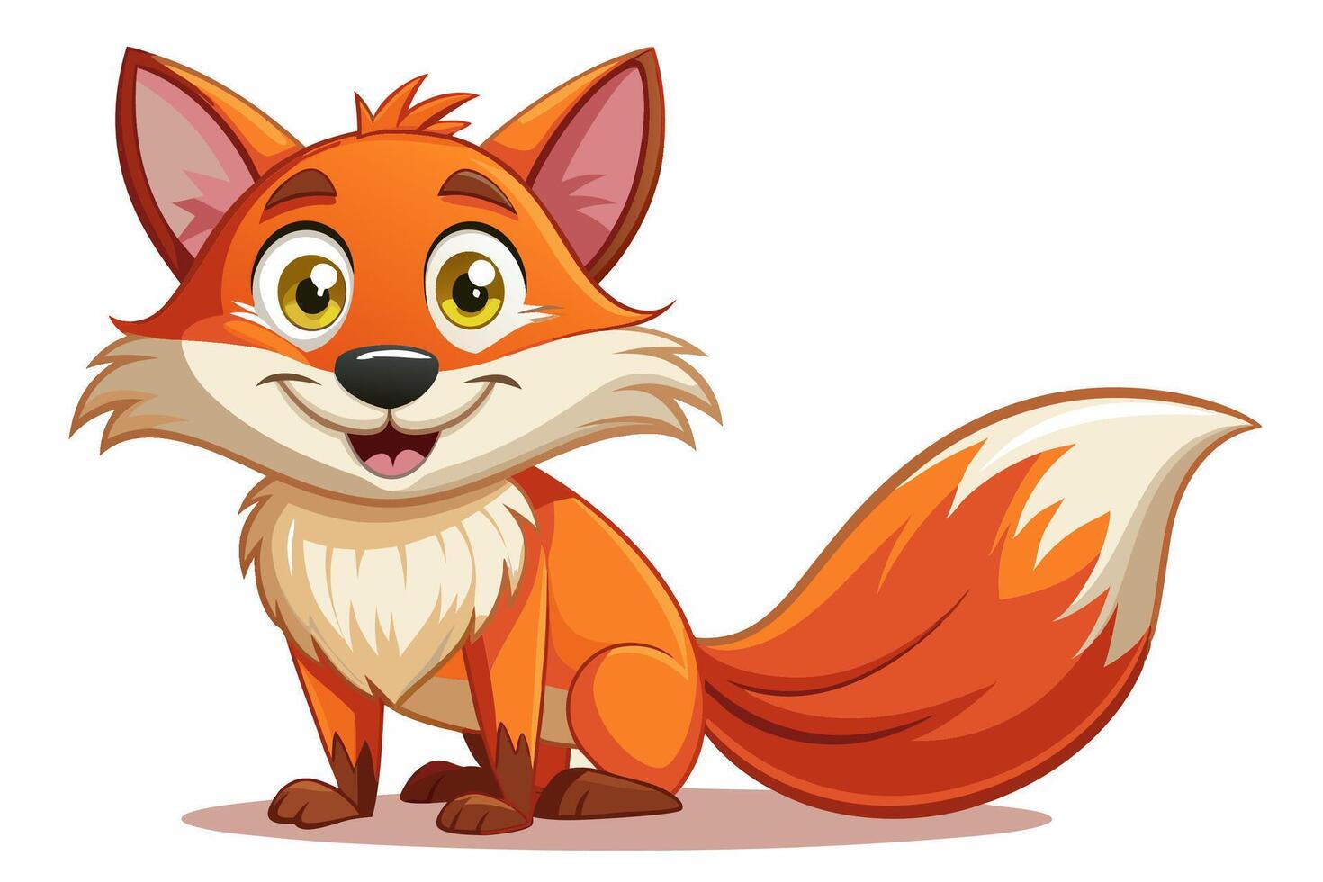 Funny Fox Illustration Cartoon, Clipart, And Line Art Design, Playful Fox illustration with white background, perfect for cartoons, clipart, and line art designs. vector