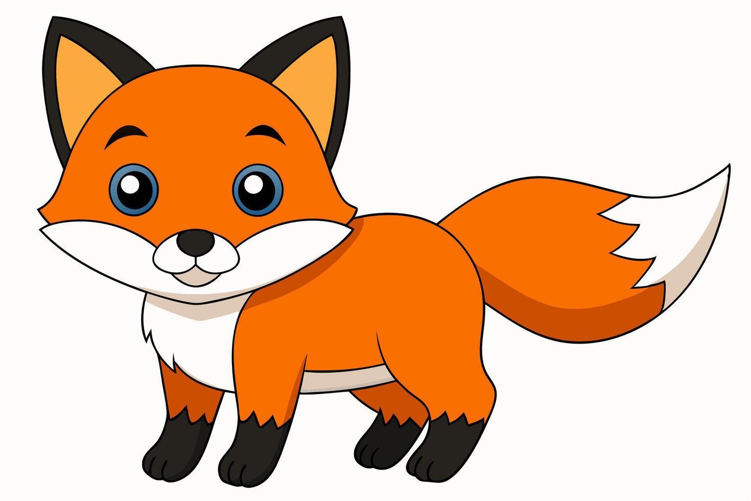 Funny Fox Illustration Cartoon, Clipart, And Line Art Design, Playful Fox illustration with white background, perfect for cartoons, clipart, and line art designs. vector