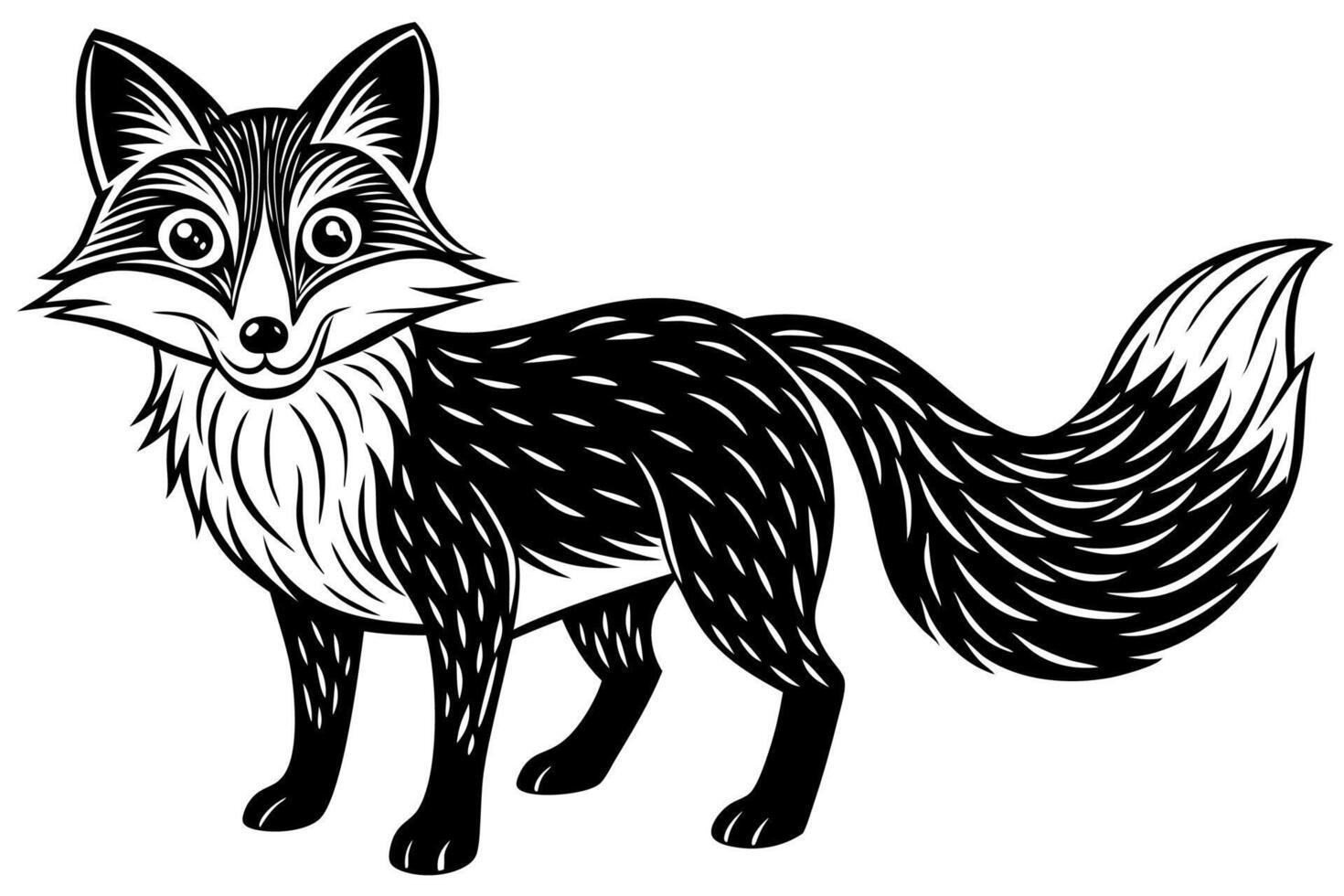 Funny Fox Illustration Cartoon, Clipart, And Line Art Design, Playful Fox illustration with white background, perfect for cartoons, clipart, and line art designs. vector