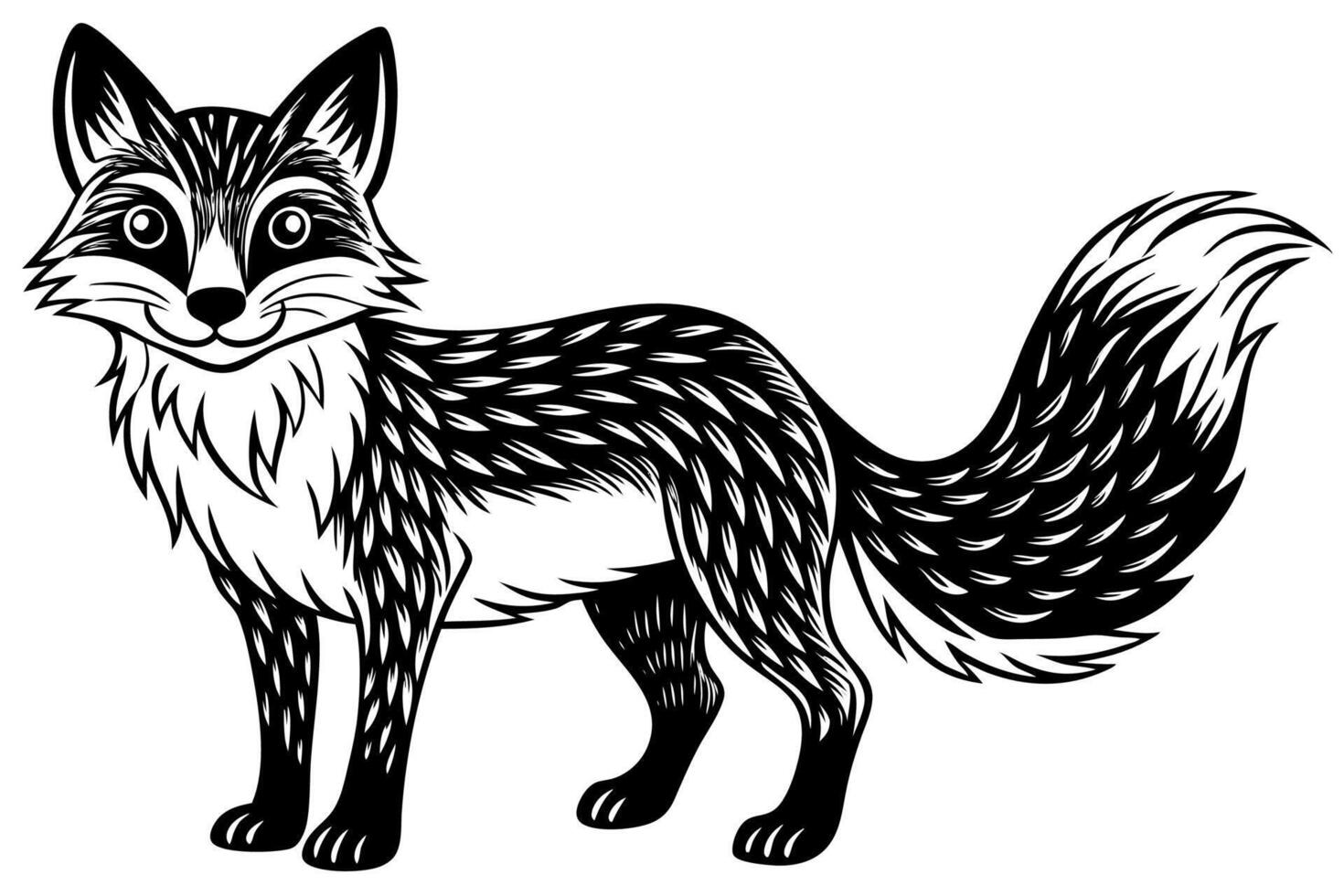 Funny Fox Illustration Cartoon, Clipart, And Line Art Design, Playful Fox illustration with white background, perfect for cartoons, clipart, and line art designs. vector