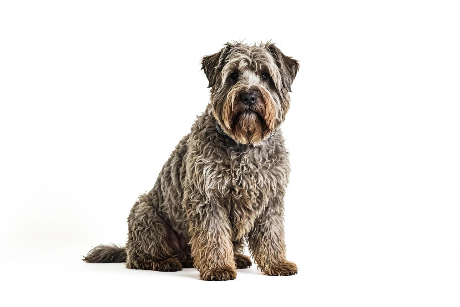 Dog sitting on white background photo