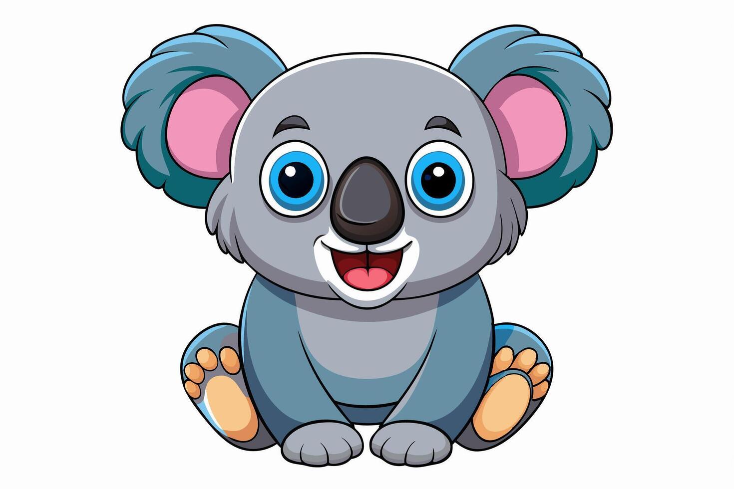 Funny Koala Illustration, Cartoons, Clipart, and Line Art Design on White Background, Funny Koala illustration, cartoon, clipart, and line art design on a white background vector