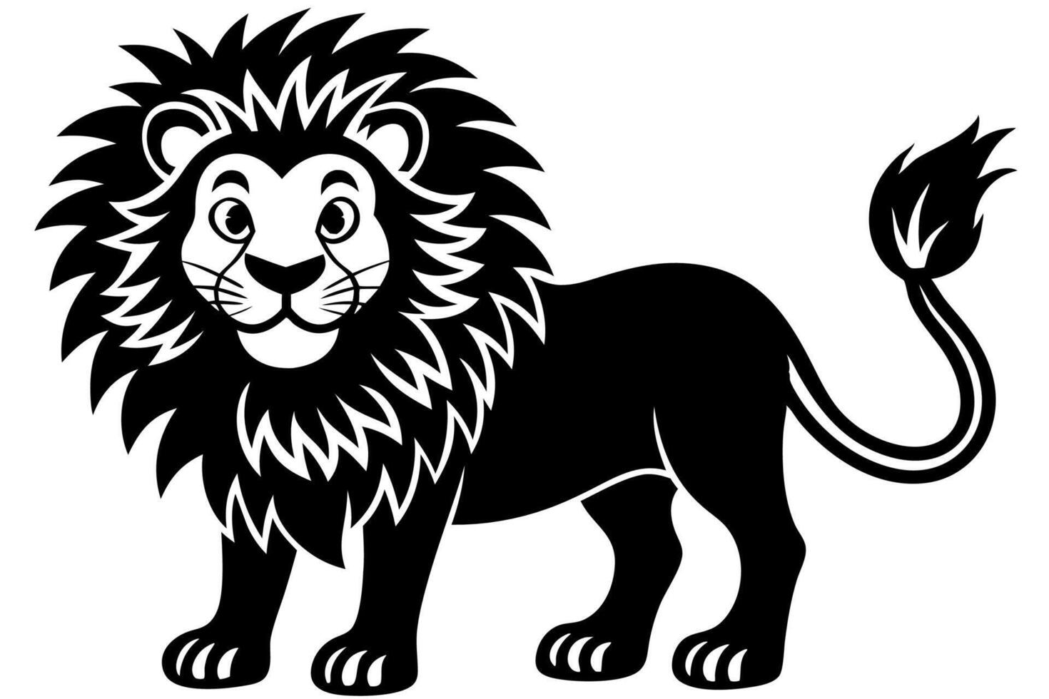 Funny Lion Illustration with White Background Cartoons, Clipart, and Line Art Design, Funny lion illustration, perfect for cartoons, clipart, and line art designs with white background vector