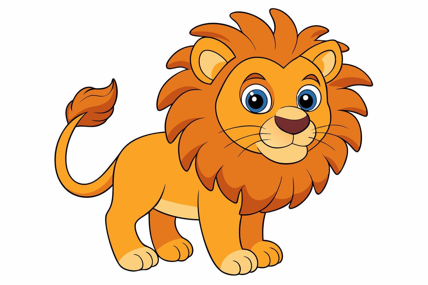 Funny Lion Illustration with White Background Cartoons, Clipart, and Line Art Design, Funny lion illustration, perfect for cartoons, clipart, and line art designs with white background vector