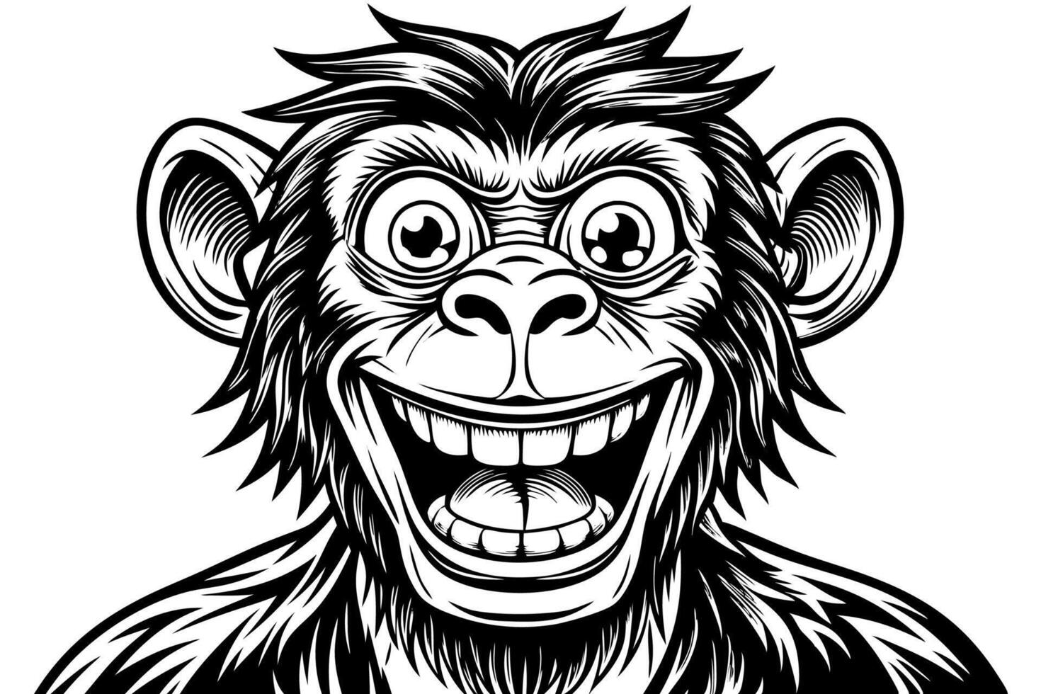 Funny Monkey Illustration on White Background Cartoons, Clipart, Line Art Design, Funny monkey illustration on white background, perfect for cartoons, clipart, and line art designs. vector