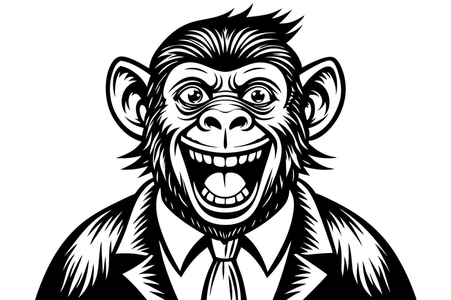 Funny Monkey Illustration on White Background Cartoons, Clipart, Line Art Design, Funny monkey illustration on white background, perfect for cartoons, clipart, and line art designs. vector