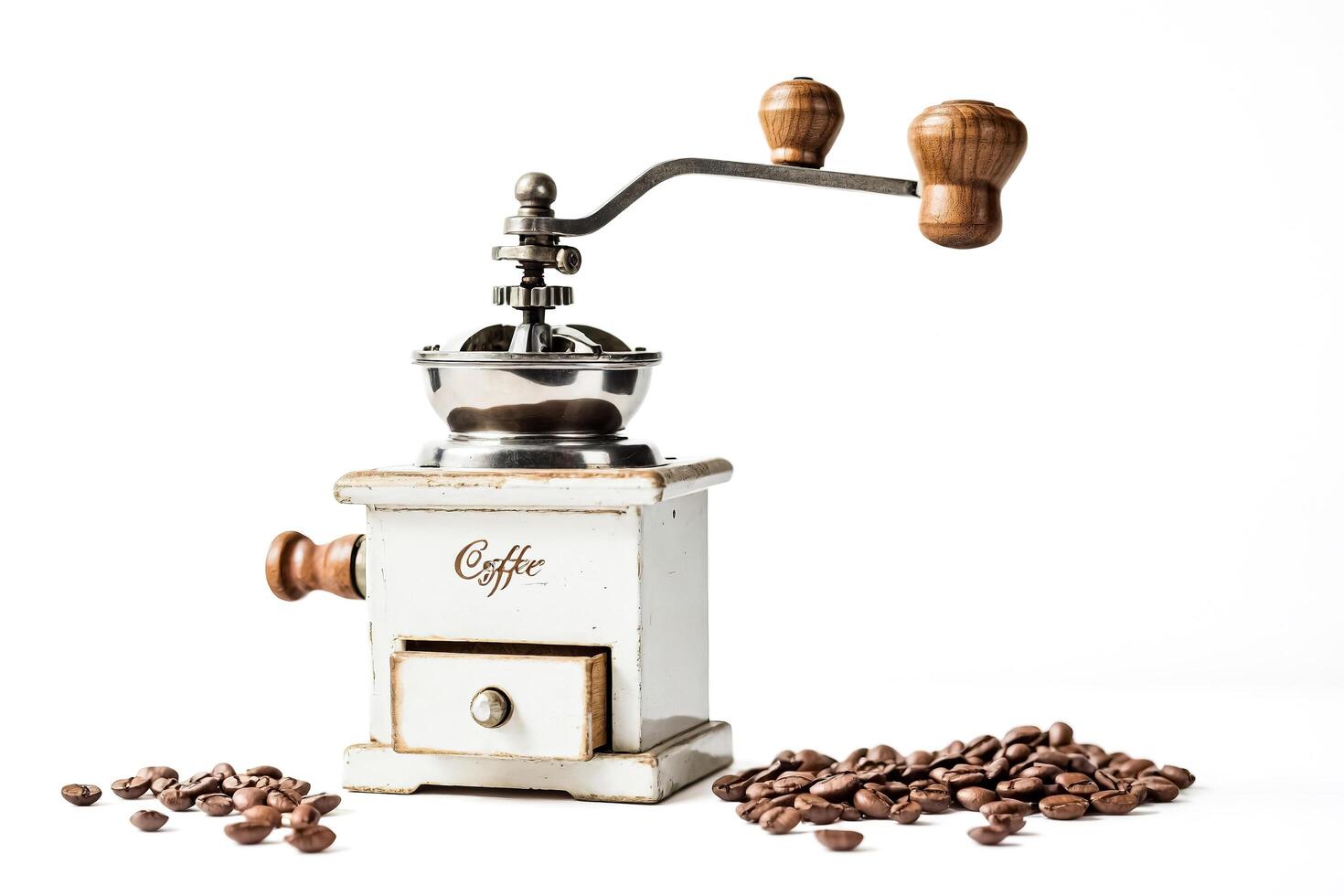 Vintage Coffee Grinder with Coffee Beans photo