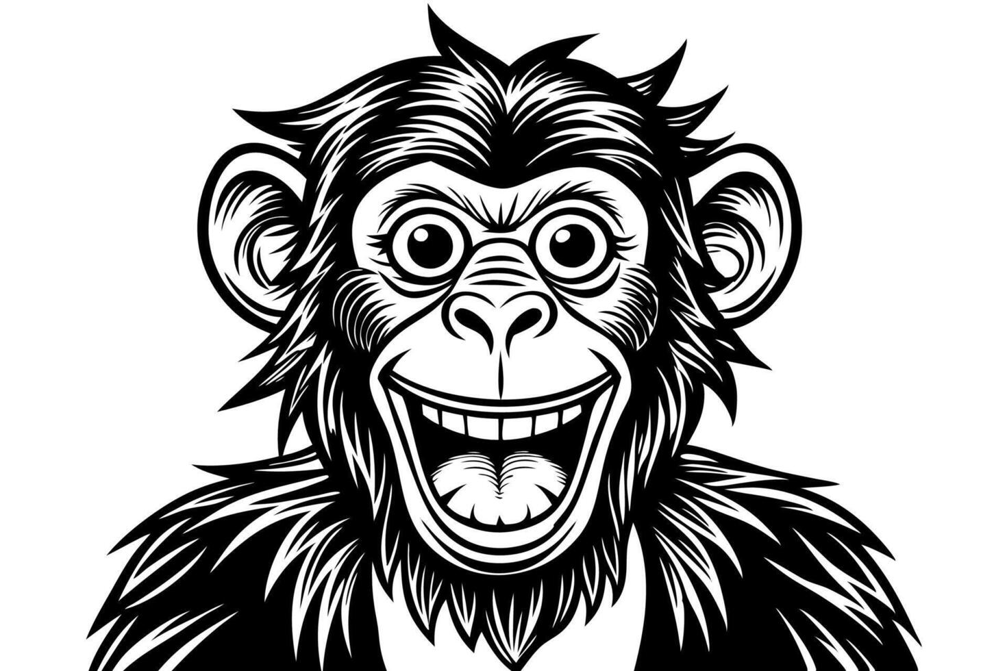 Funny Monkey Illustration on White Background Cartoons, Clipart, Line Art Design, Funny monkey illustration on white background, perfect for cartoons, clipart, and line art designs. vector