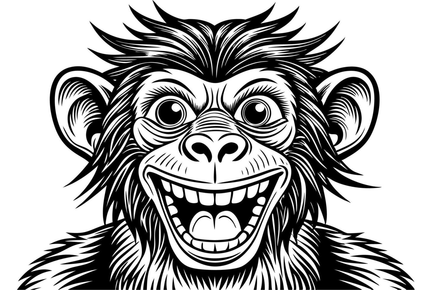 Funny Monkey Illustration on White Background Cartoons, Clipart, Line Art Design, Funny monkey illustration on white background, perfect for cartoons, clipart, and line art designs. vector