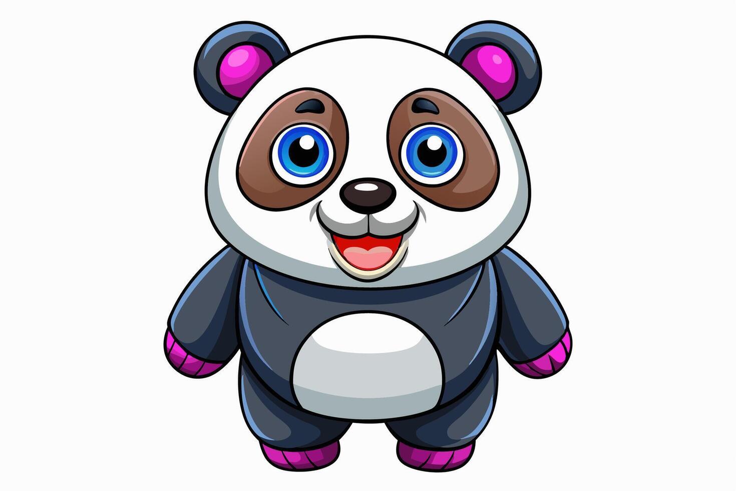 Funny Panda Illustration on White Background Cartoon, Clipart, Line Art Design, Funny panda illustration on white background, perfect for cartoons, clipart, and line art designs vector