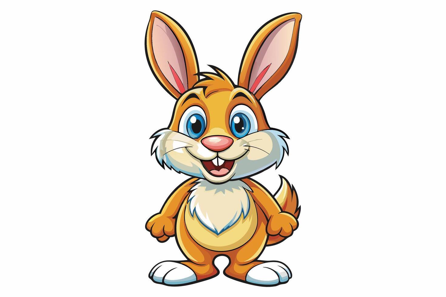 Funny Rabbit with White Background Illustration, Cartoons, Clipart, and Line Art Design, Adorable funny rabbit illustration, perfect for cartoons, clipart, and line art designs vector