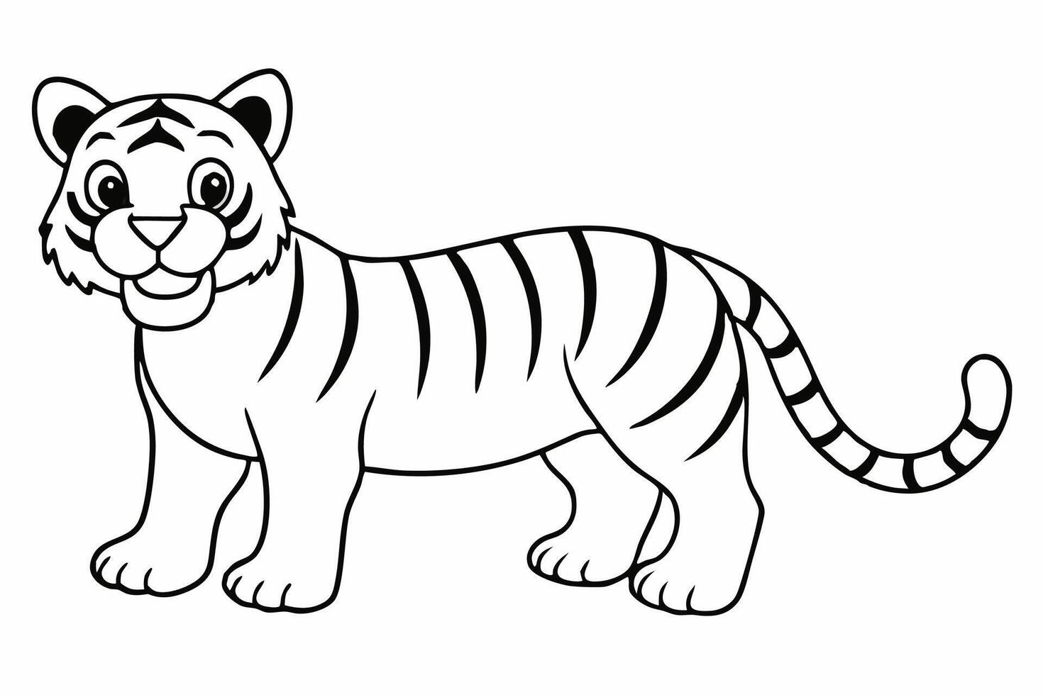 Funny Tiger on White Background Illustration, Cartoons, Clipart, and Line Art Design, Funny tiger illustration in , cartoons, clipart, and line art on a white background. vector