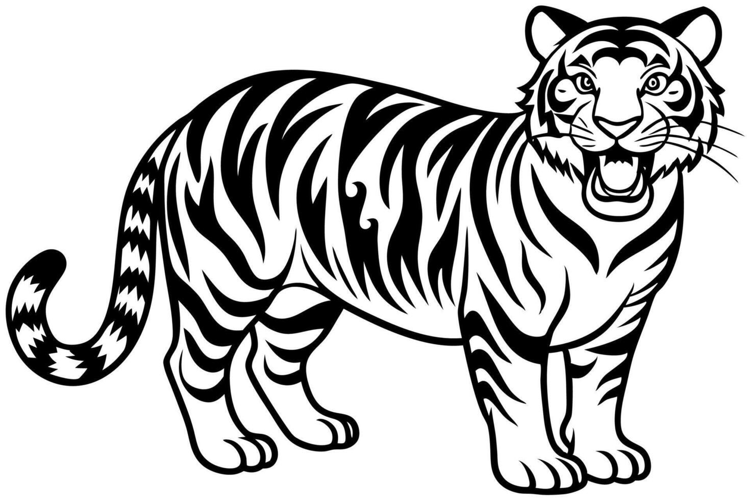 Funny Tiger on White Background Illustration, Cartoons, Clipart, and Line Art Design, Funny tiger illustration in , cartoons, clipart, and line art on a white background. vector