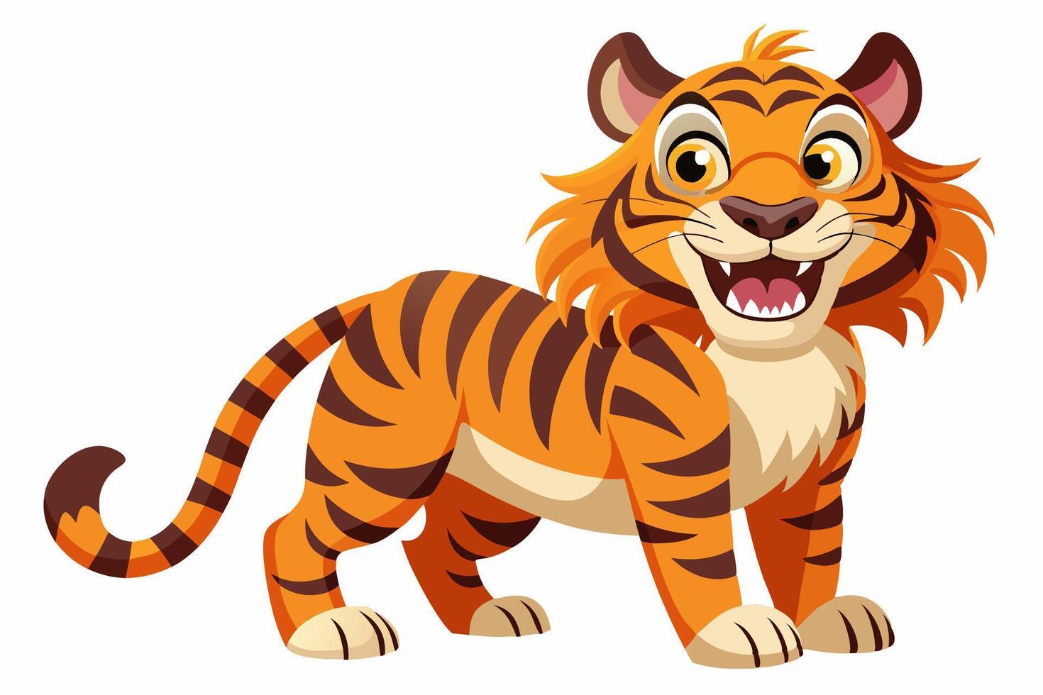 Funny Tiger on White Background Illustration, Cartoons, Clipart, and Line Art Design, Funny tiger illustration in , cartoons, clipart, and line art on a white background. vector