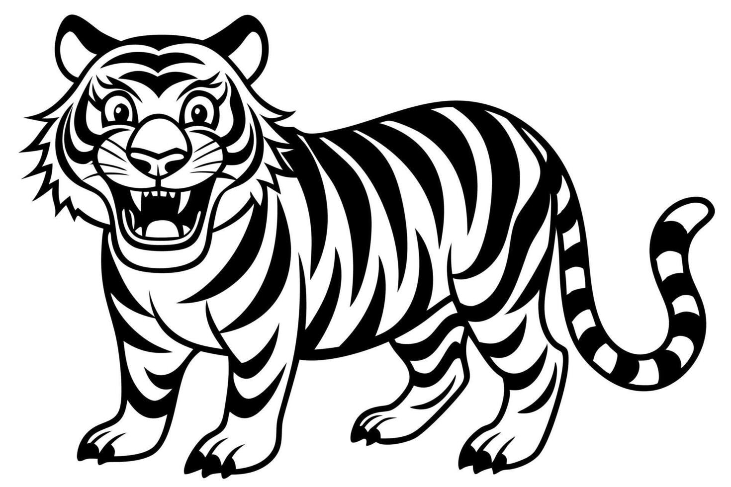 Funny Tiger on White Background Illustration, Cartoons, Clipart, and Line Art Design, Funny tiger illustration in , cartoons, clipart, and line art on a white background. vector