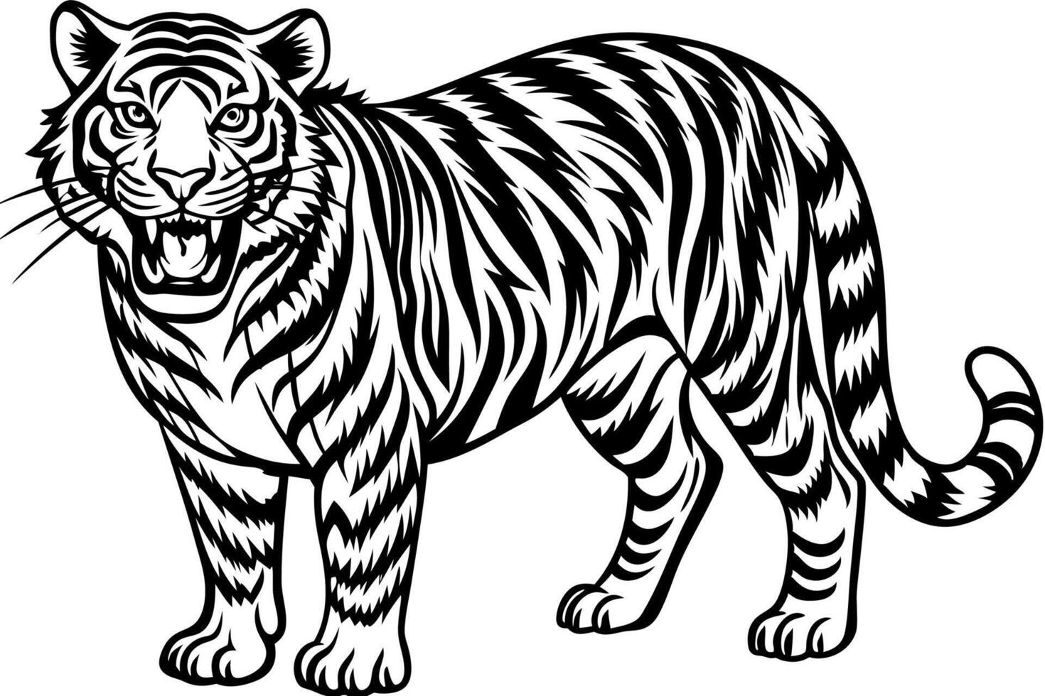 Funny Tiger on White Background Illustration, Cartoons, Clipart, and Line Art Design, Funny tiger illustration in , cartoons, clipart, and line art on a white background. vector