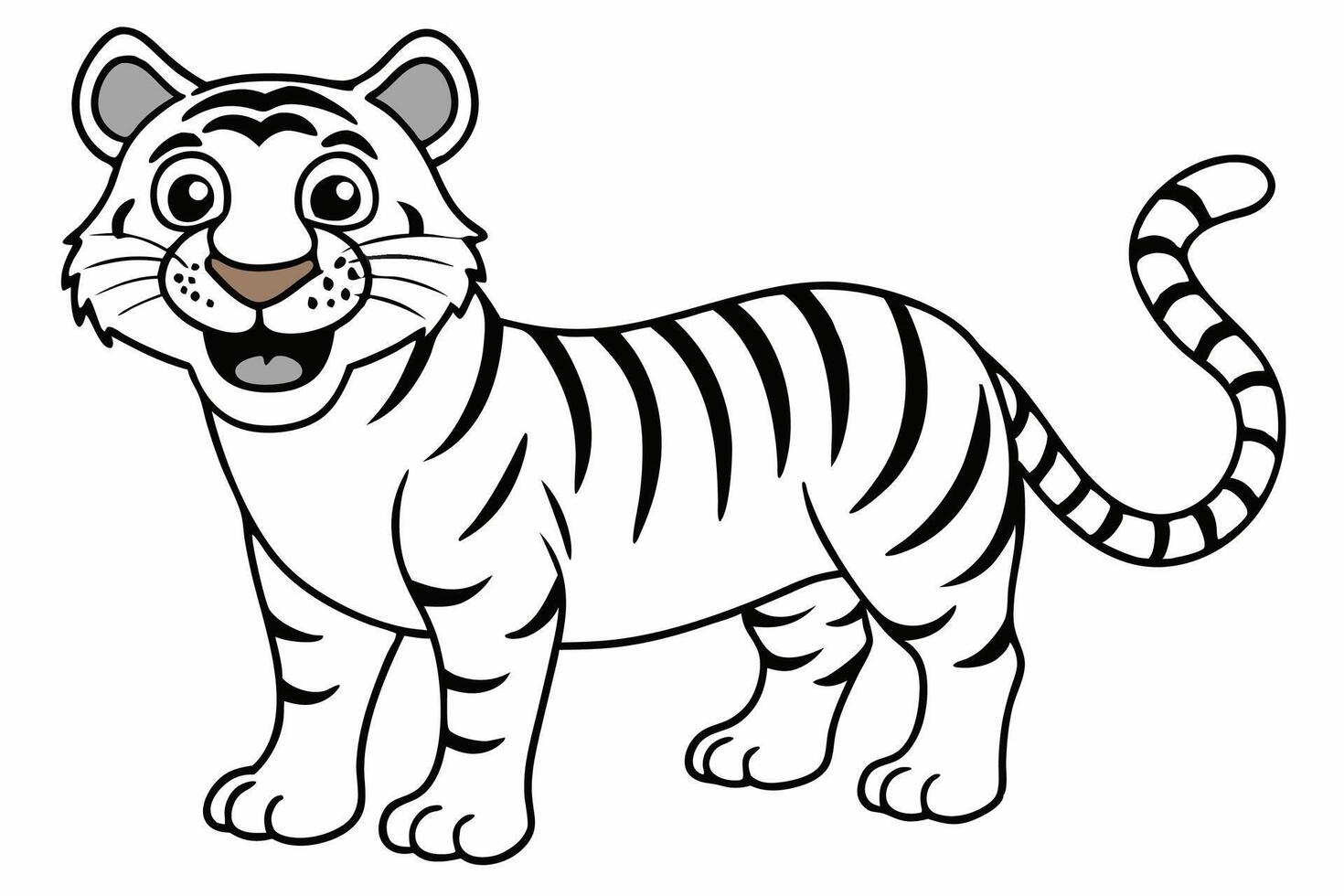 Funny Tiger on White Background Illustration, Cartoons, Clipart, and Line Art Design, Funny tiger illustration in , cartoons, clipart, and line art on a white background. vector