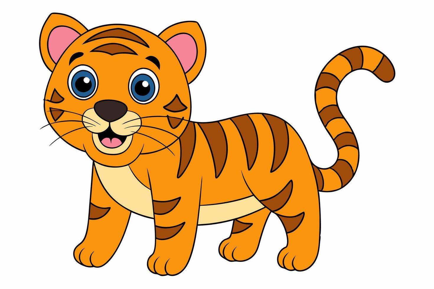 Funny Tiger on White Background Illustration, Cartoons, Clipart, and Line Art Design, Funny tiger illustration in , cartoons, clipart, and line art on a white background. vector