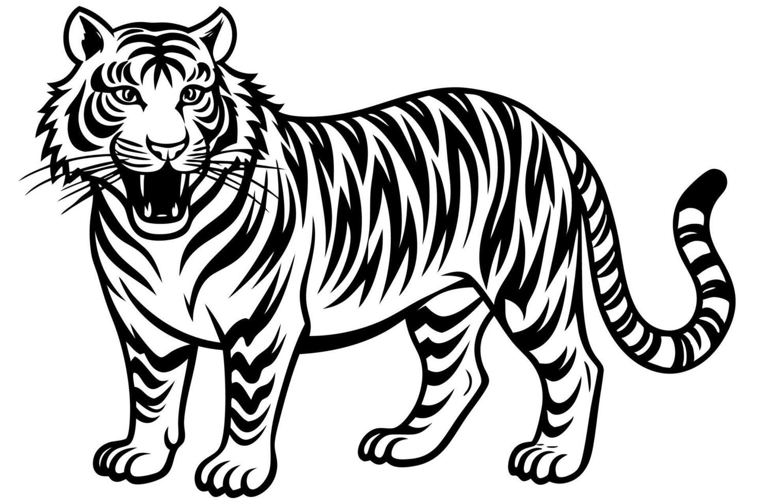 Funny Tiger on White Background Illustration, Cartoons, Clipart, and Line Art Design, Funny tiger illustration in , cartoons, clipart, and line art on a white background. vector