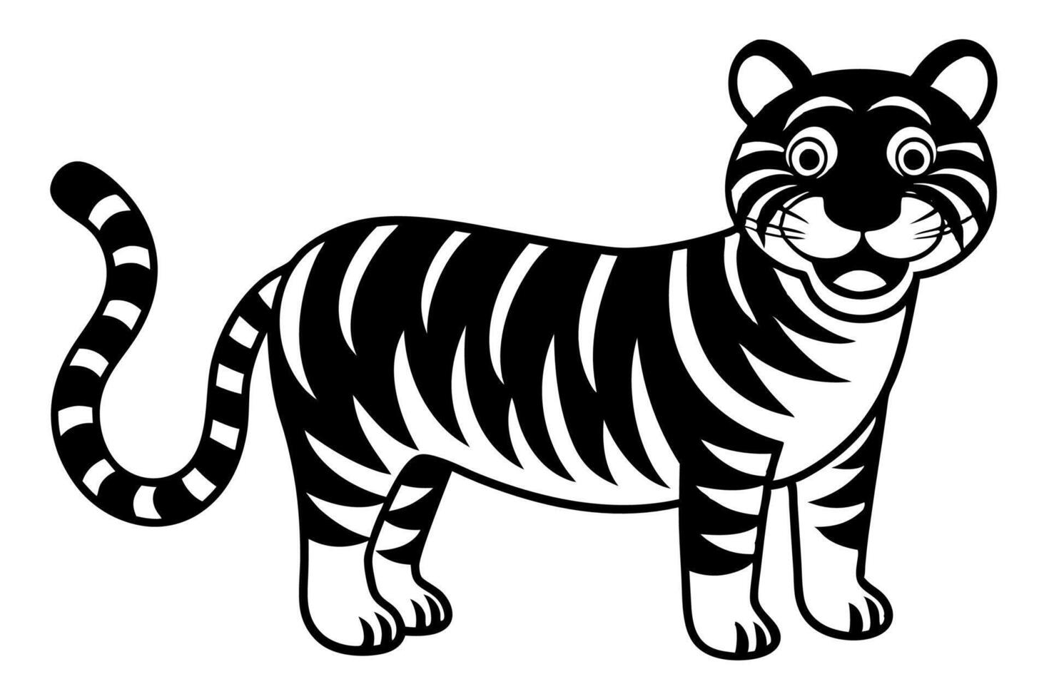 Funny Tiger on White Background Illustration, Cartoons, Clipart, and Line Art Design, Funny tiger illustration in , cartoons, clipart, and line art on a white background. vector
