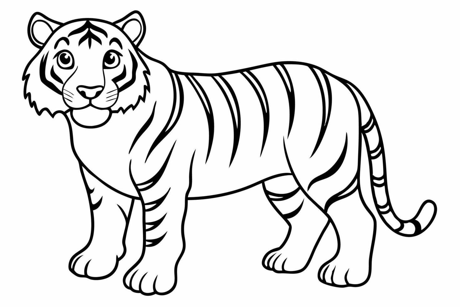 Funny Tiger on White Background Illustration, Cartoons, Clipart, and Line Art Design, Funny tiger illustration in , cartoons, clipart, and line art on a white background. vector