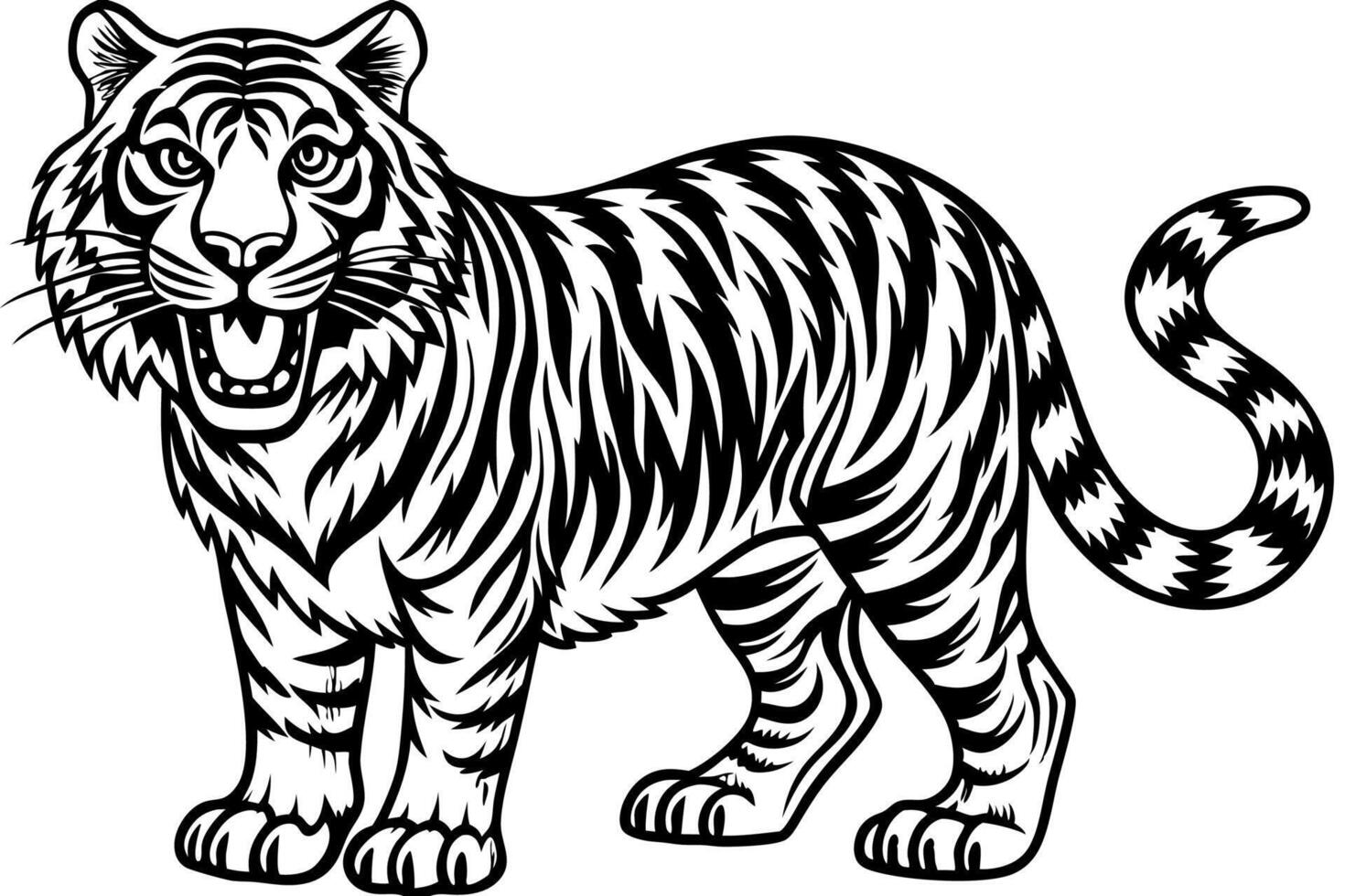 Funny Tiger on White Background Illustration, Cartoons, Clipart, and Line Art Design, Funny tiger illustration in , cartoons, clipart, and line art on a white background. vector