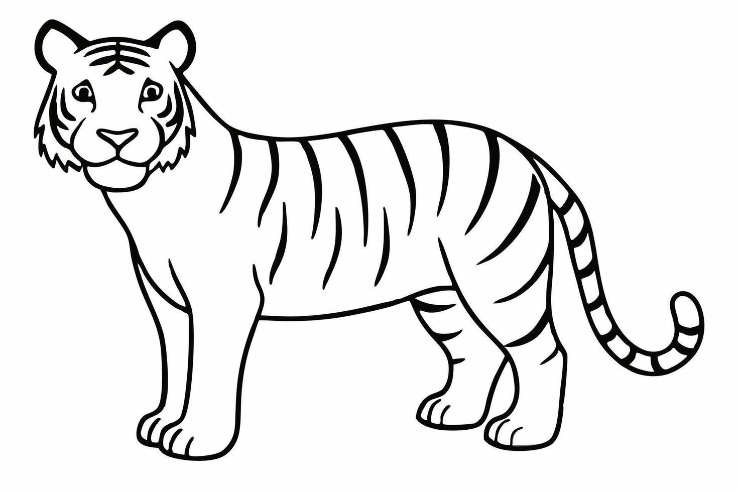 Funny Tiger on White Background Illustration, Cartoons, Clipart, and Line Art Design, Funny tiger illustration in , cartoons, clipart, and line art on a white background. vector