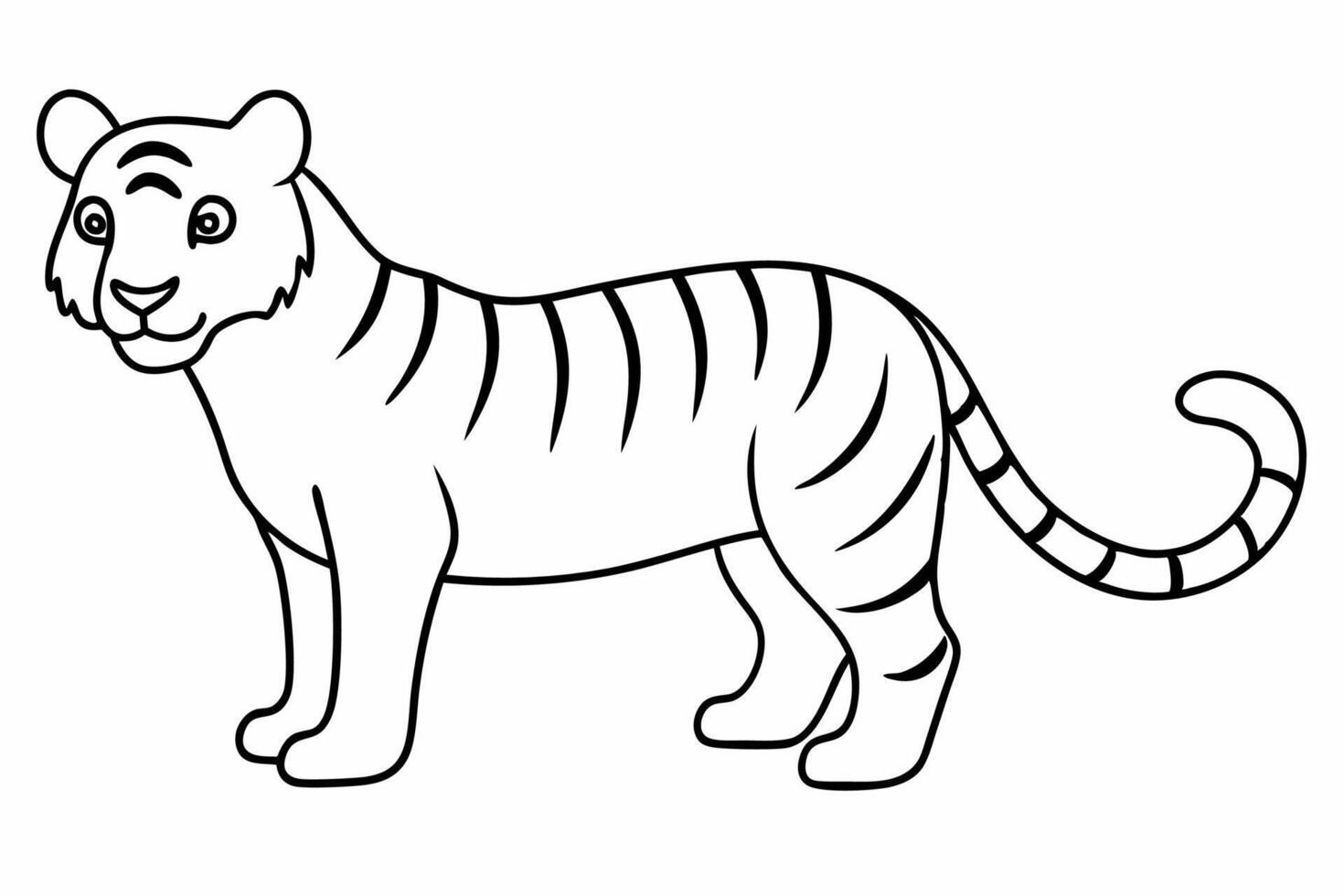 Funny Tiger on White Background Illustration, Cartoons, Clipart, and Line Art Design, Funny tiger illustration in , cartoons, clipart, and line art on a white background. vector