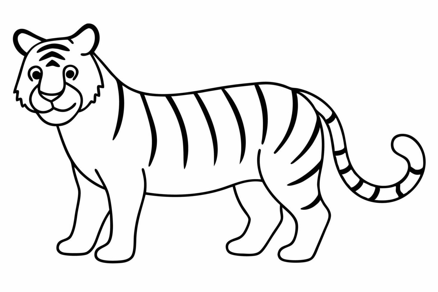 Funny Tiger on White Background Illustration, Cartoons, Clipart, and Line Art Design, Funny tiger illustration in , cartoons, clipart, and line art on a white background. vector