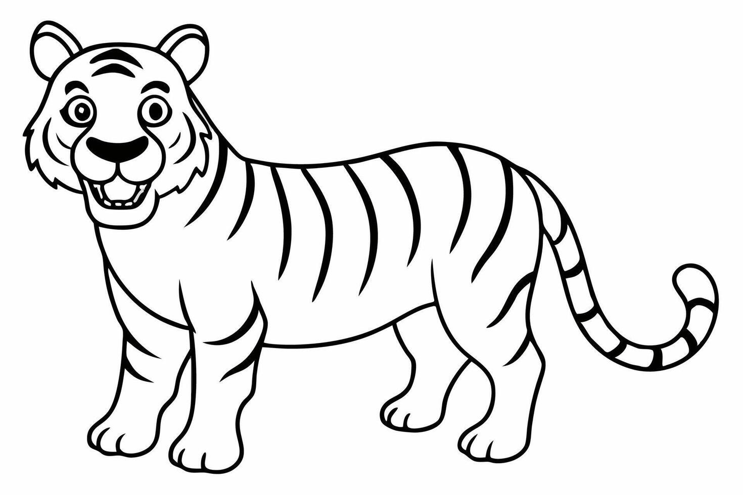 Funny Tiger on White Background Illustration, Cartoons, Clipart, and Line Art Design, Funny tiger illustration in , cartoons, clipart, and line art on a white background. vector