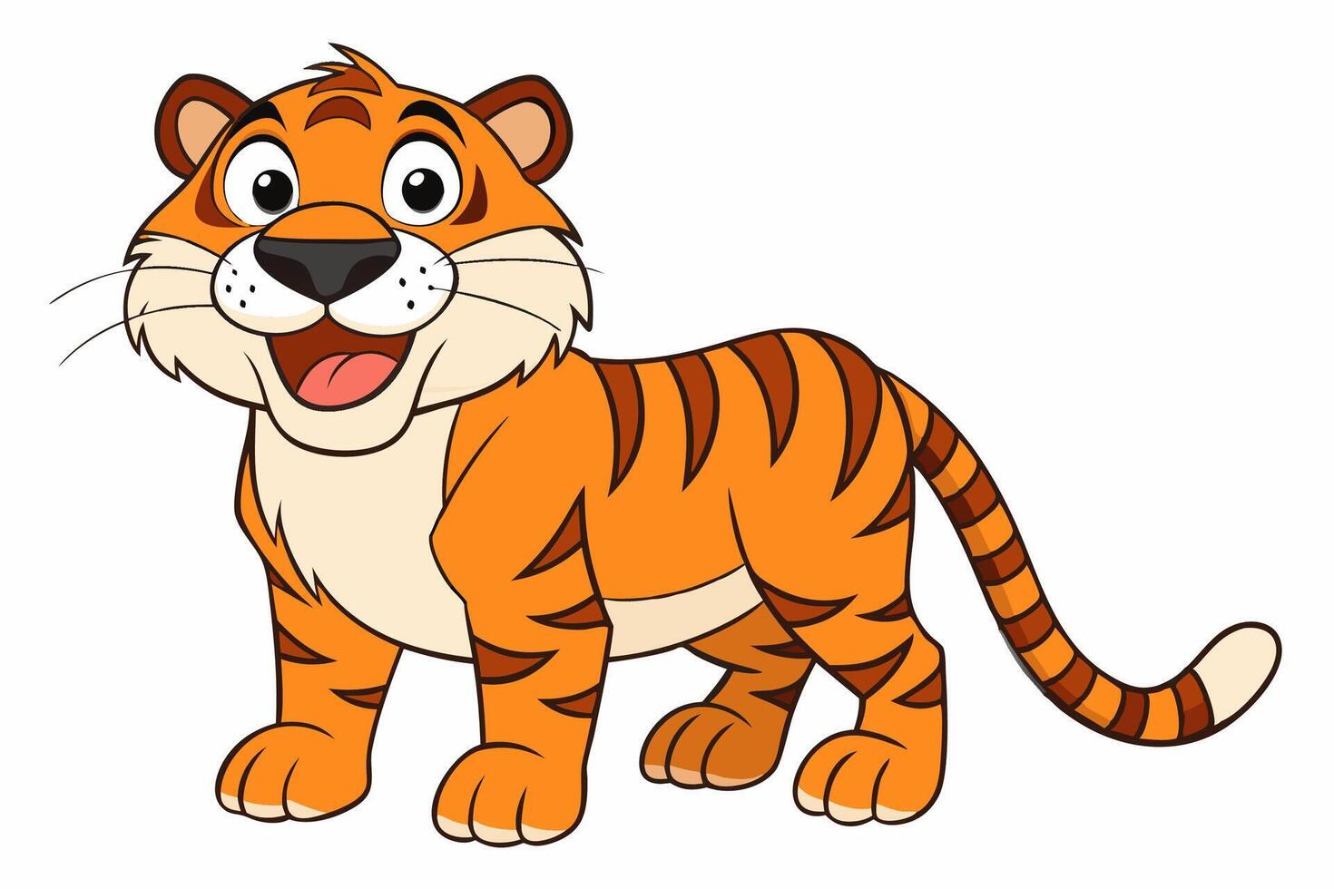Funny Tiger on White Background Illustration, Cartoons, Clipart, and Line Art Design, Funny tiger illustration in , cartoons, clipart, and line art on a white background. vector