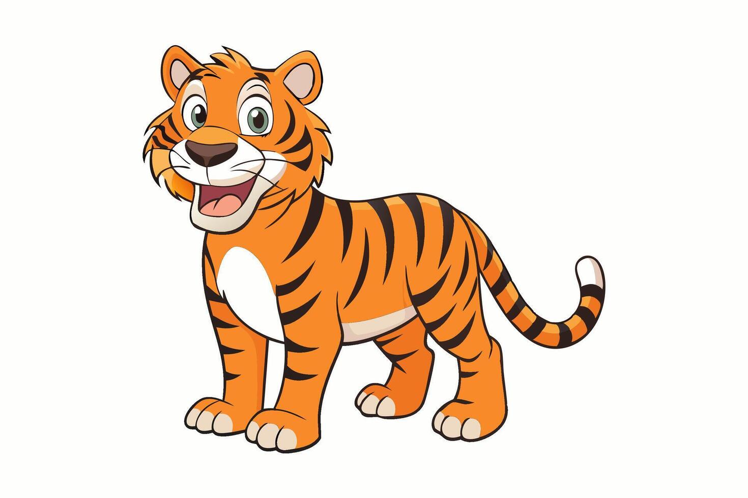 Funny Tiger on White Background Illustration, Cartoons, Clipart, and Line Art Design, Funny tiger illustration in , cartoons, clipart, and line art on a white background. vector