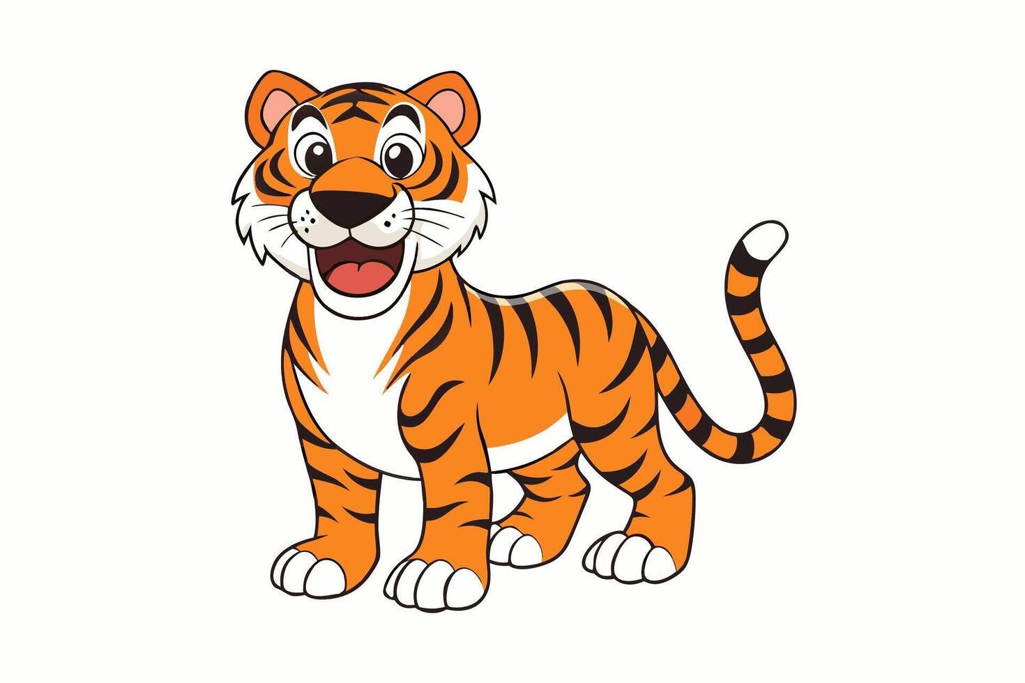 Funny Tiger on White Background Illustration, Cartoons, Clipart, and Line Art Design, Funny tiger illustration in , cartoons, clipart, and line art on a white background. vector