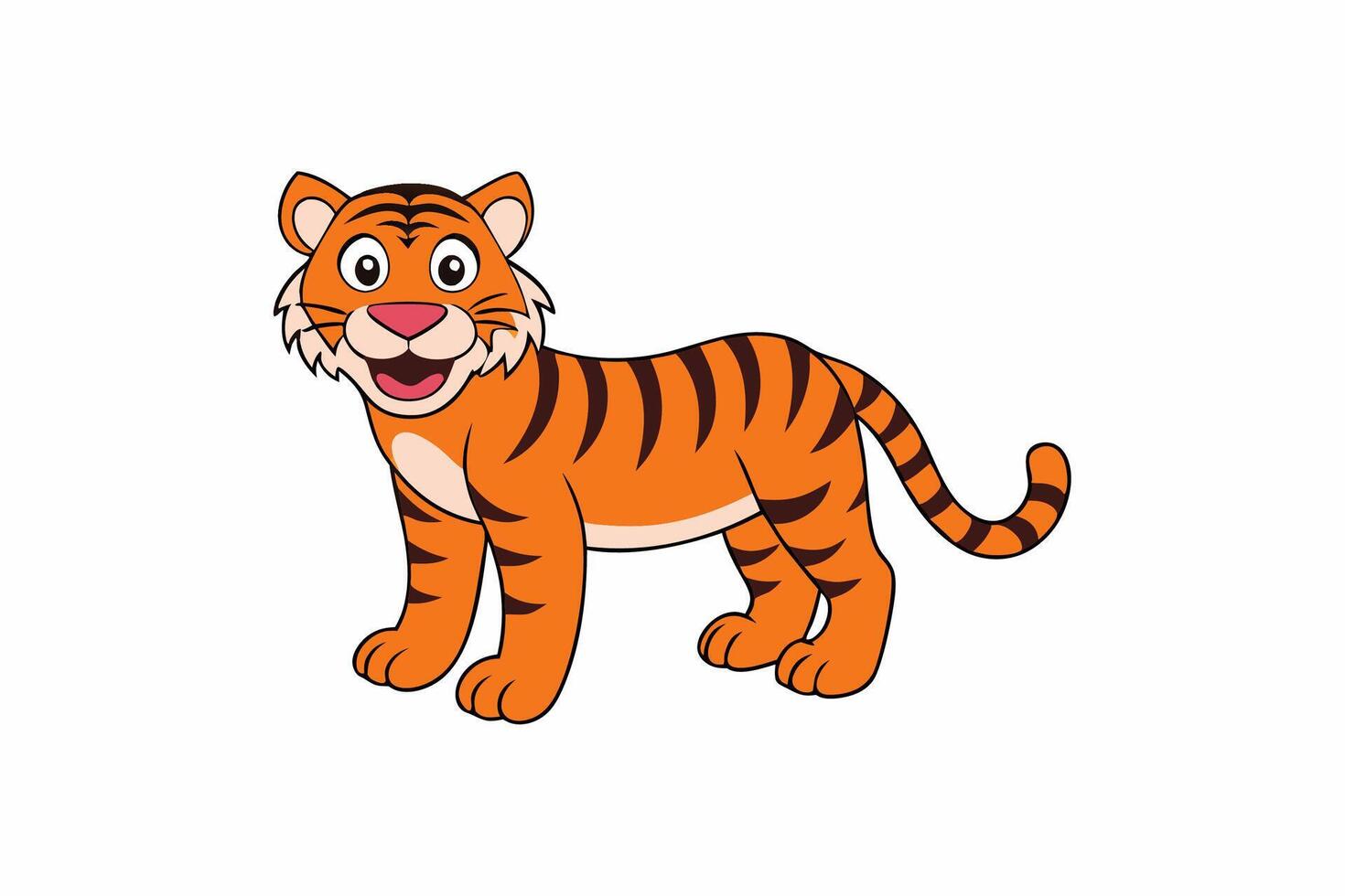 Funny Tiger on White Background Illustration, Cartoons, Clipart, and Line Art Design, Funny tiger illustration in , cartoons, clipart, and line art on a white background. vector