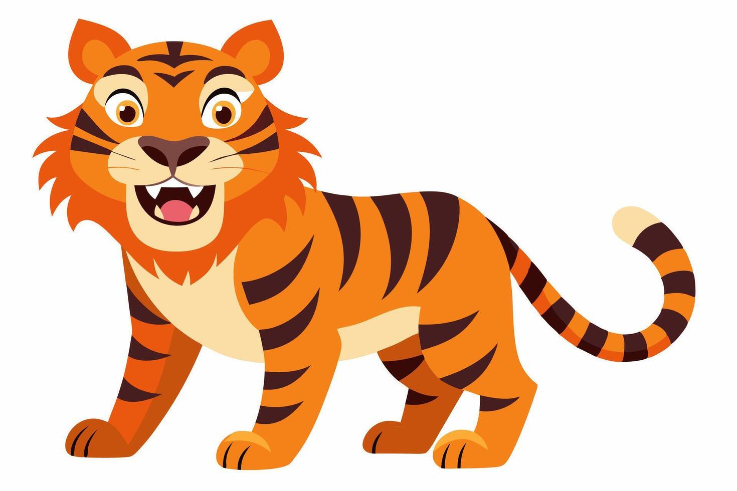 Funny Tiger on White Background Illustration, Cartoons, Clipart, and Line Art Design, Funny tiger illustration in , cartoons, clipart, and line art on a white background. vector