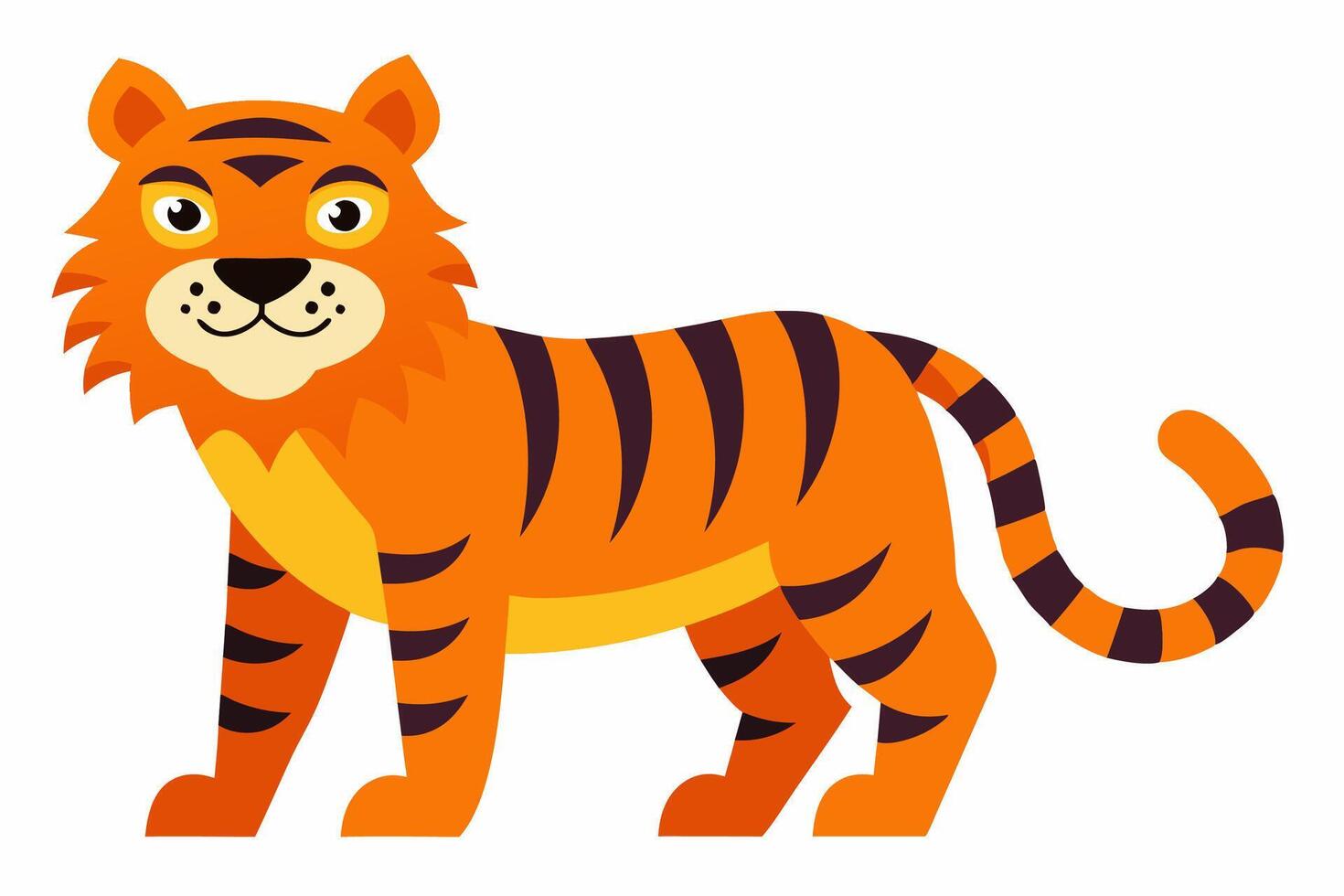 Funny Tiger on White Background Illustration, Cartoons, Clipart, and Line Art Design, Funny tiger illustration in , cartoons, clipart, and line art on a white background. vector